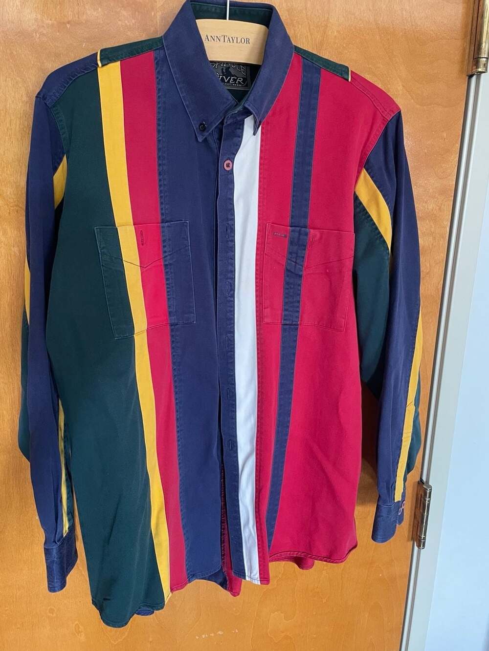 Vintage Spindle River Classics Colorblock Button Down Shirt Size M